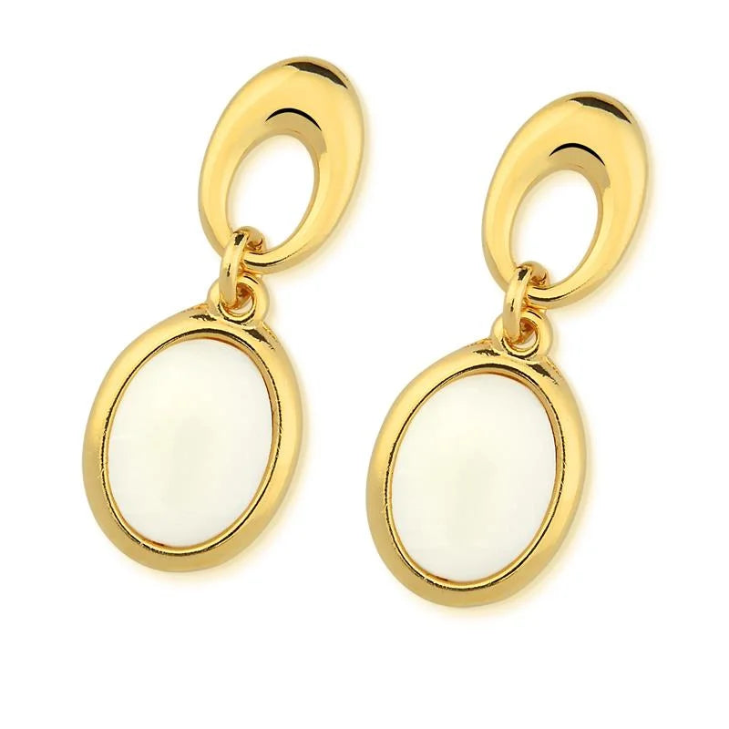 TerraFusion Gems Gentle Echoes 18k Gold Plated Mother of Pearl Earrings