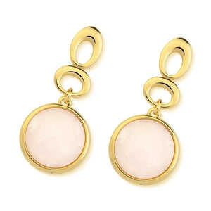 TerraFusion Gems 18k Gold Plated Celestial Orbit Rose Quartz Earrings