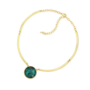 PureNature Ornaments 18k Gold Plated Princess' Glow Emerald Choker Necklace