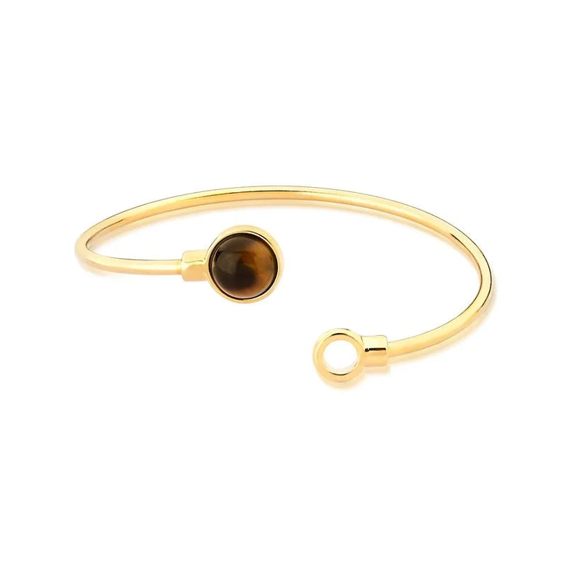 TerraFusion Gems Deep Breath 18K Gold Plated Tiger's Eye Cuff Bracelet