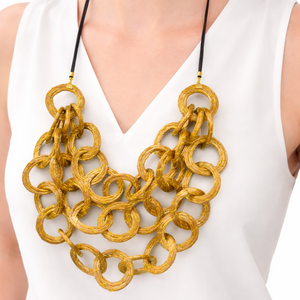 EarthWoven Treasures Triple Golden Grass Necklace