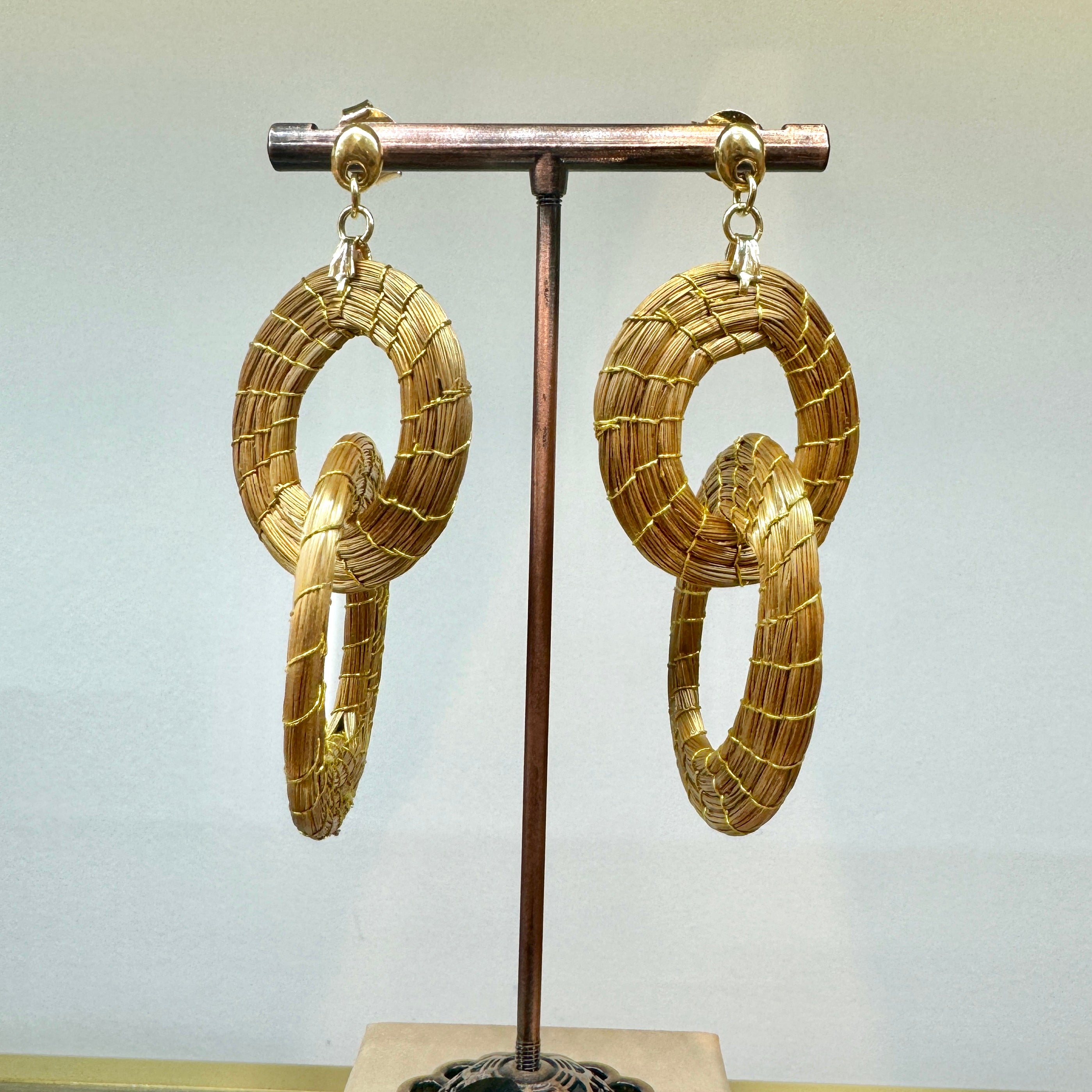 EarthWoven Treasures Dangle Golden Grass Brazilian ‘Capim Dourado’ Earrings