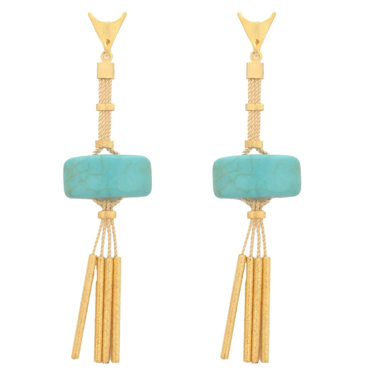 Ethereal Amazonia Rectangle Stone and Buriti Earrings