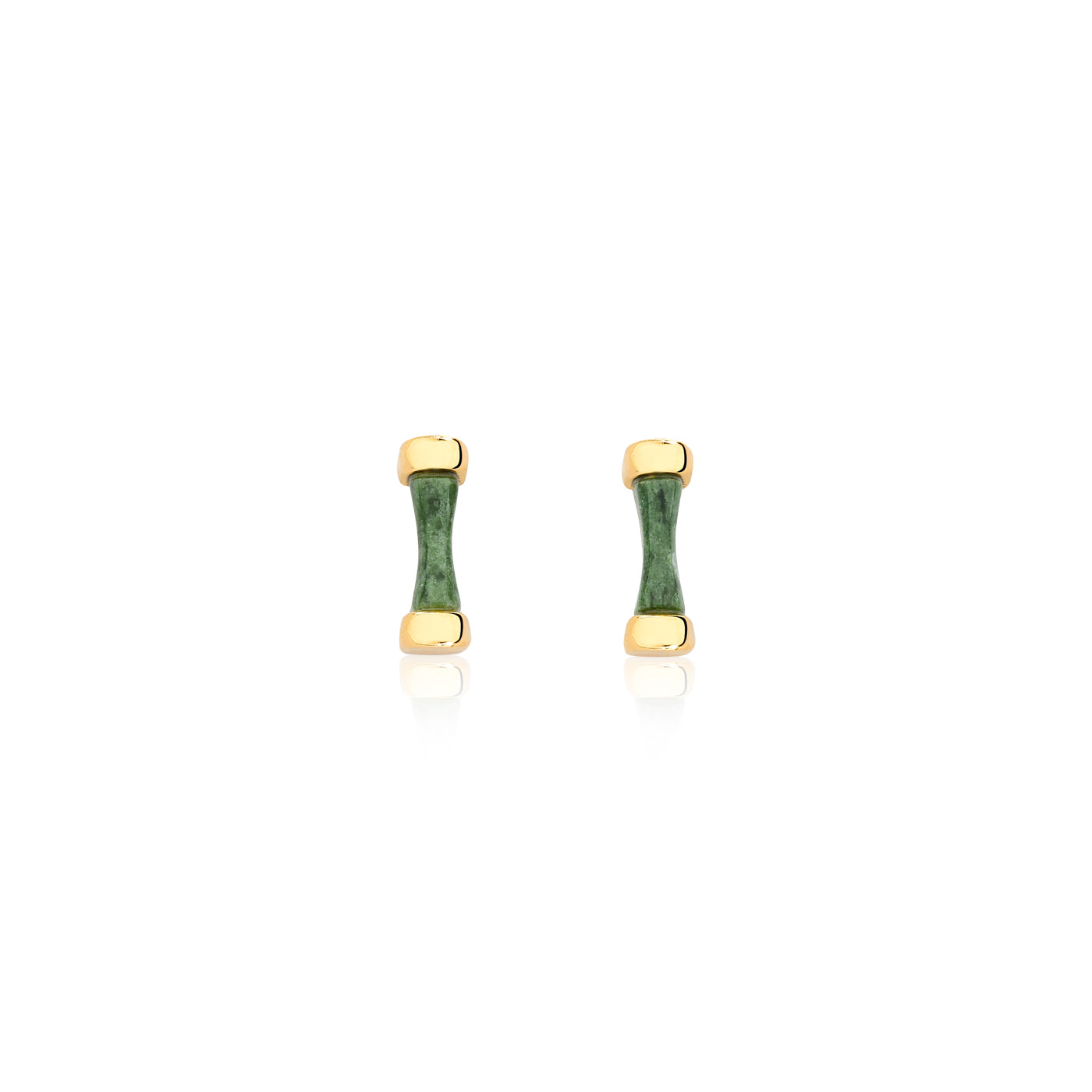 Green Jade Stud Earrings - Bamboo Collection