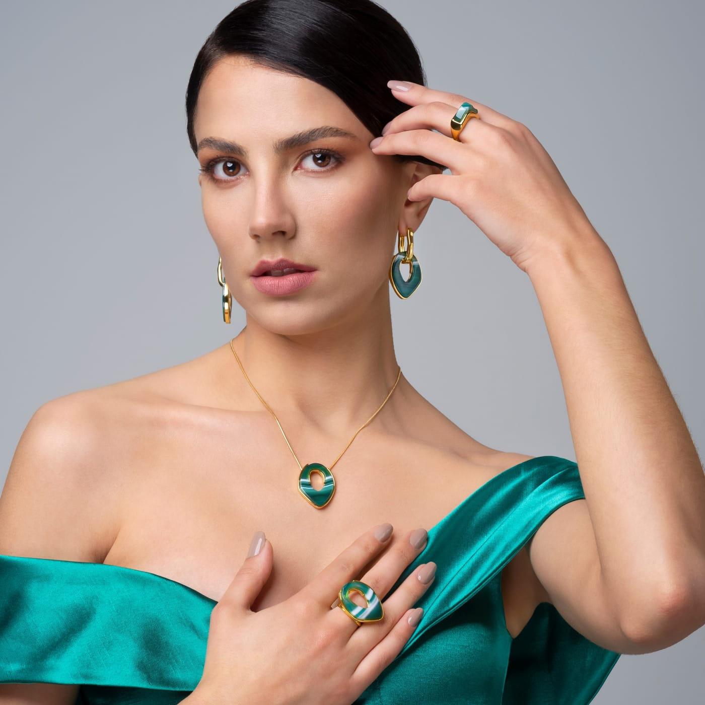Ayla Earrings - Green Agate