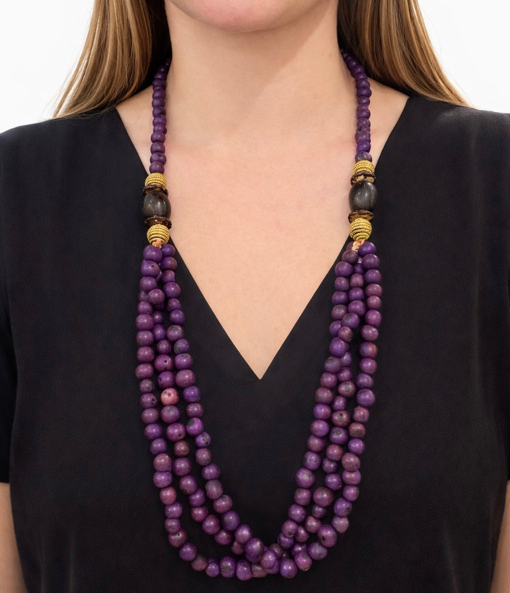 EarthWoven Treasures Enchanted Açaí Seeds and Golden Grass Necklace