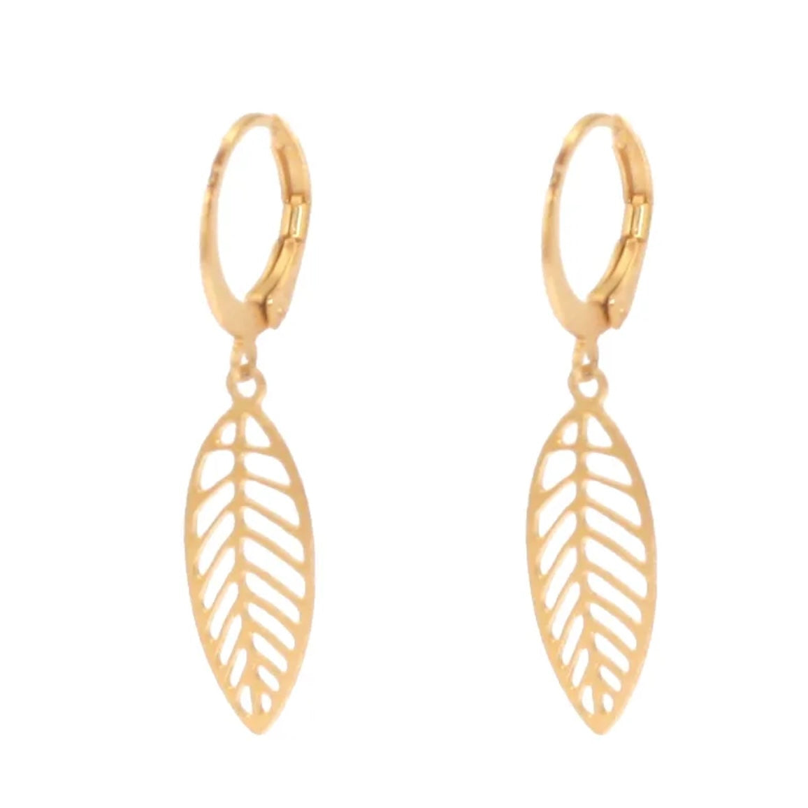 Ethereal Amazonia Tropicalia Leaf Mini Hoop Leverback Earrings