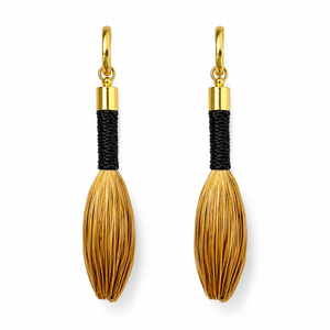 EarthWoven Black & Golden Grass Tassel Earrings