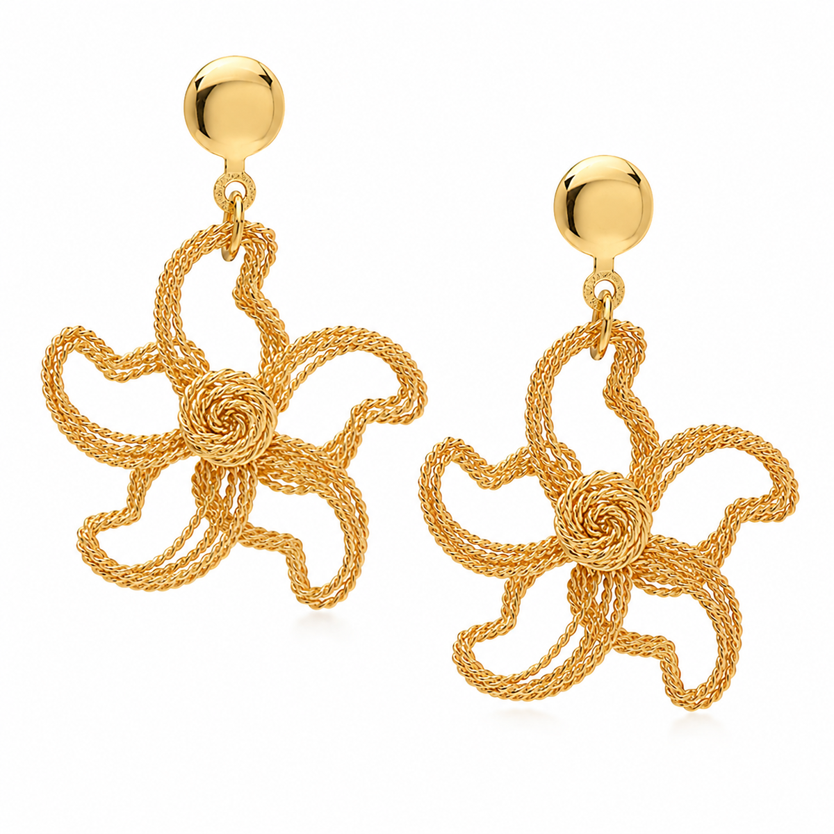 Blooming Beauty Golden Wire Flower Earrings