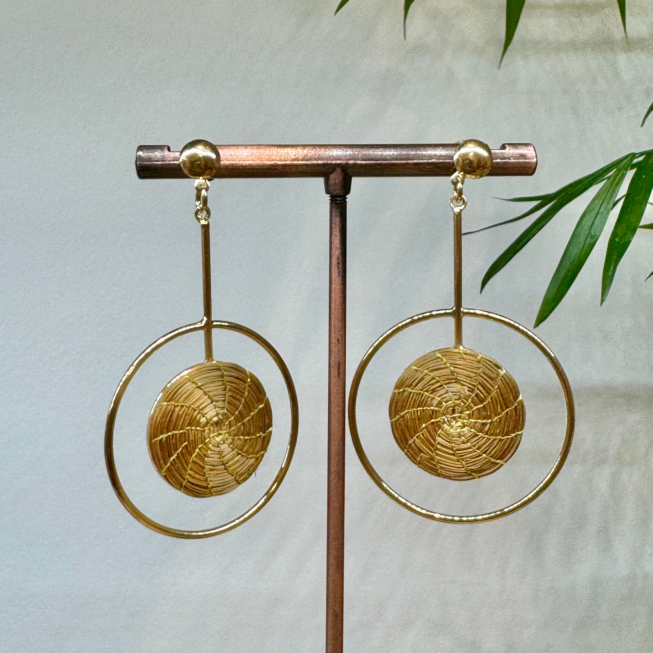 EarthWoven Treasures Dangle Golden Grass Brazilian ‘Capim Dourado’ Earrings