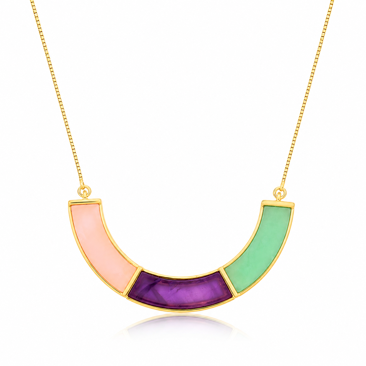 TerraFusion Gems Trio Amethyst, Rose Quartz & Aventurine Necklace