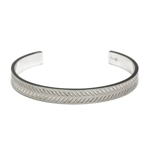 Cuff Feather Silver and Steel Bracelet | Key Design | Men's Bracelet