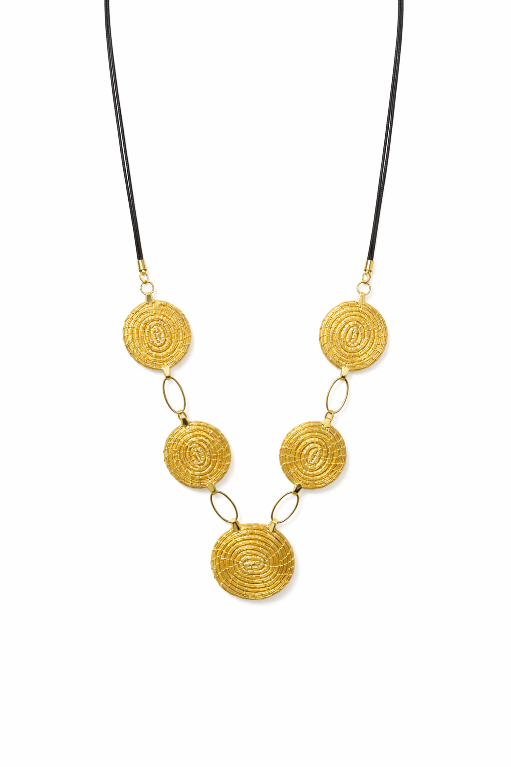EarthWoven Treasures Circles of Sunlight Golden Grass Long Necklace