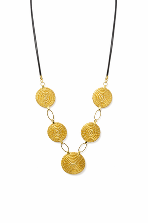 EarthWoven Treasures Circles of Sunlight Golden Grass Long Necklace