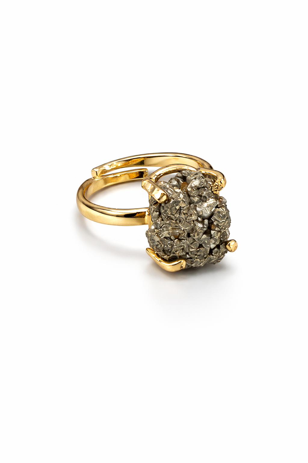 EarthLuxe Treasures Natural Pyrite Ring | Raw Pyrite Stone Ring