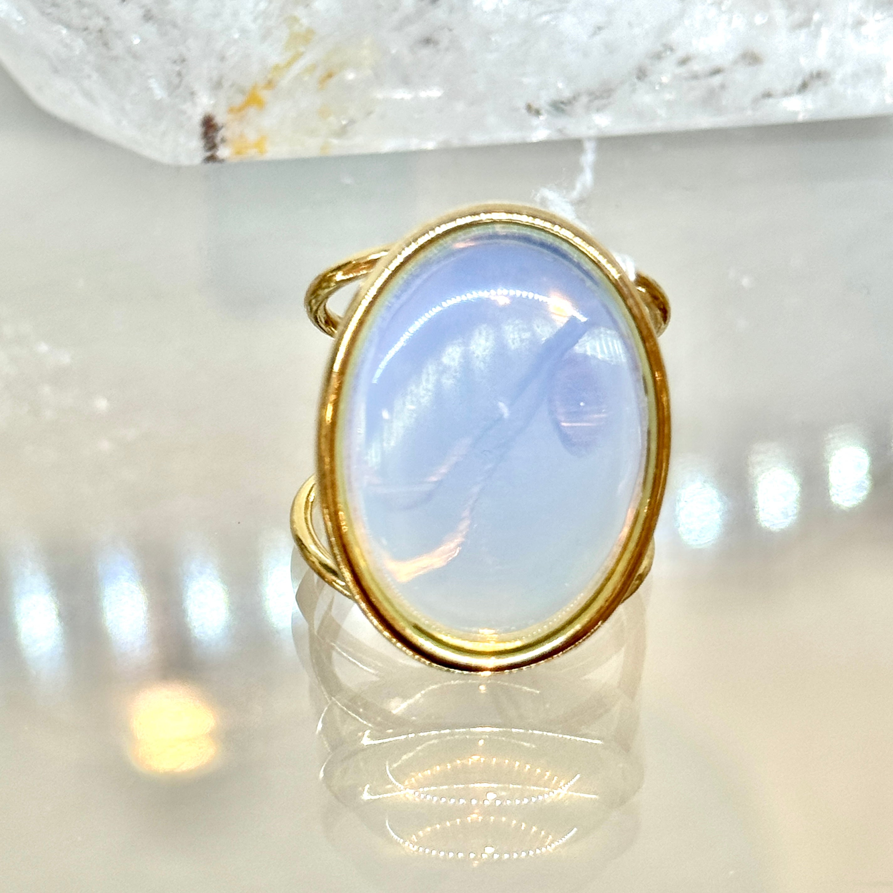 EarthLuxe Treasure Natural Large Moonstone Stone Ring