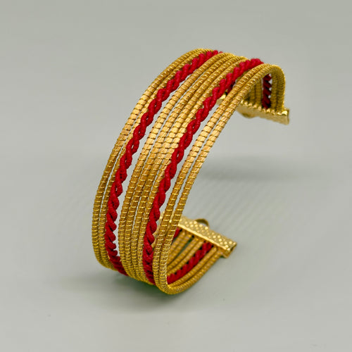 EarthWoven Golden Grass Red Path Cuff Bracelet