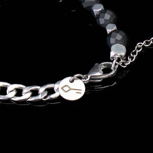 Domond Natural Agate and Silver Steel Bracelet