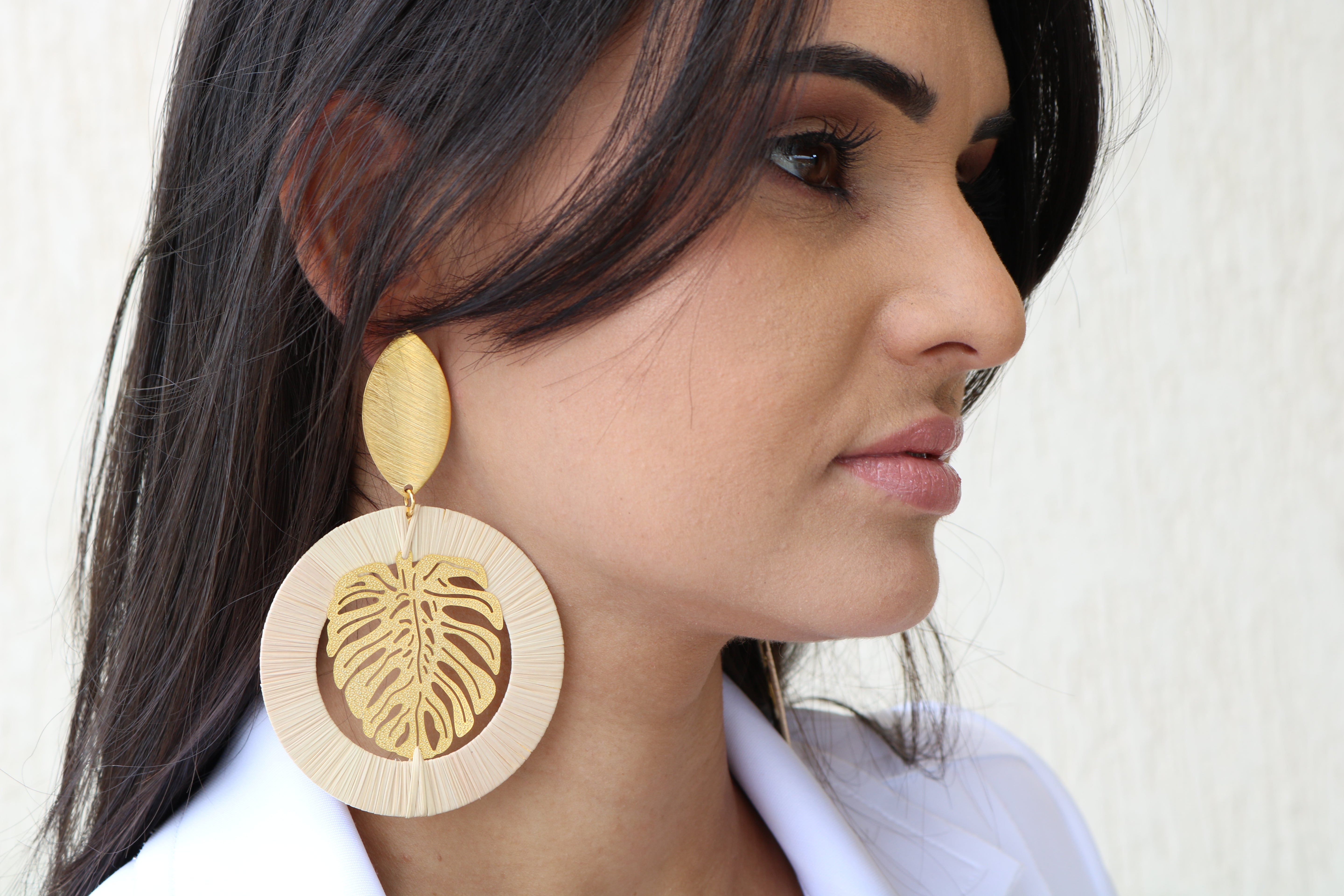 Ethereal Amazonia Maxi Cutout Monstera Leaf - Buriti Earrings