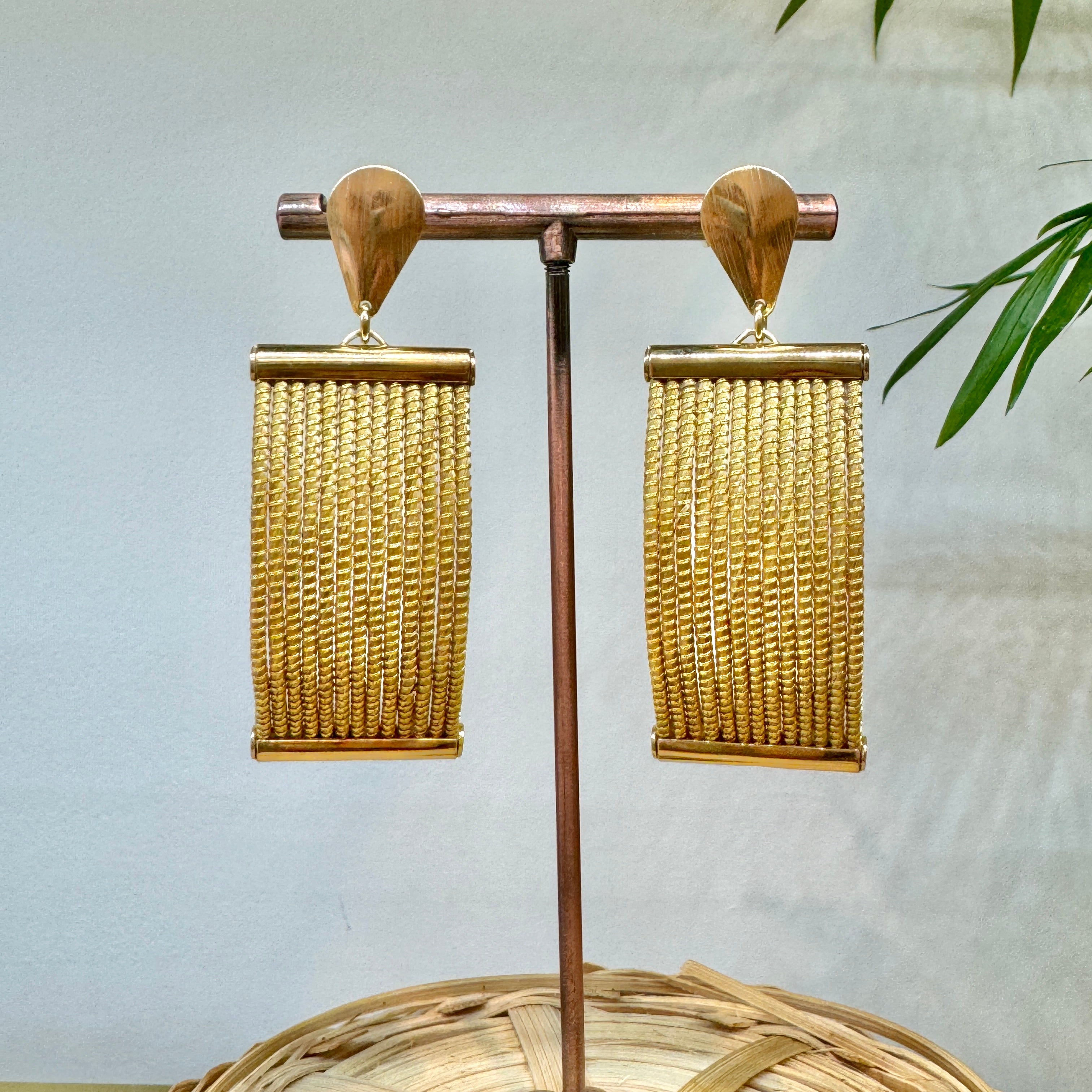 EarthWoven Treasures Elegant Golden Grass Brazilian ‘Capim Dourado’ Earrings