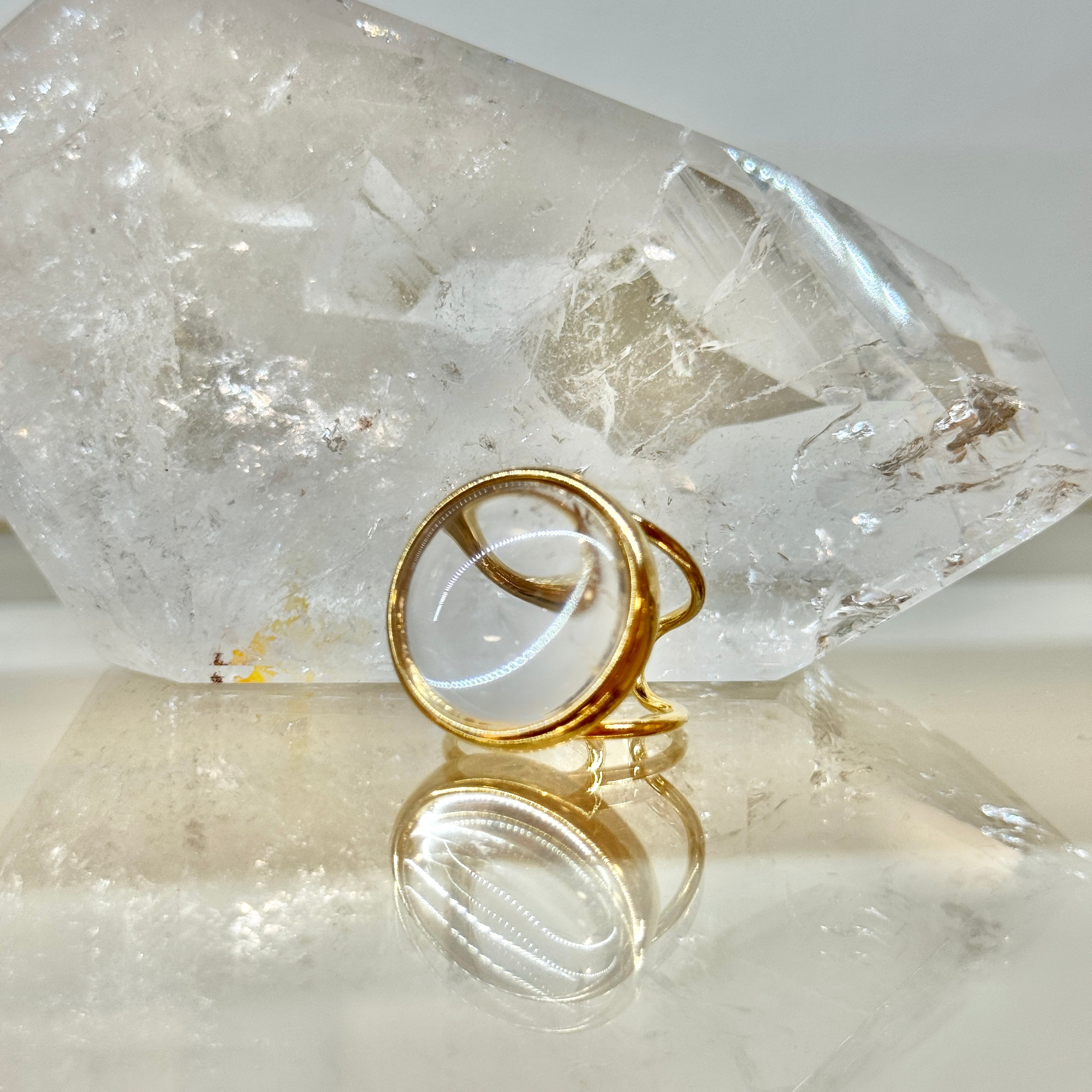 EarthLuxe Treasure Natural Clear Stone Ring