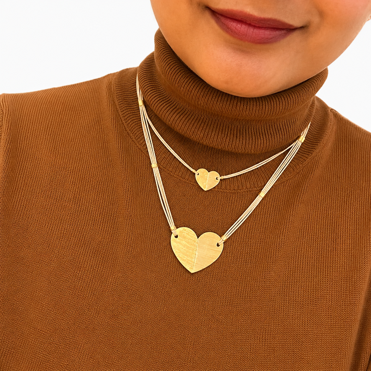 Ethereal Amazonia Golden Heart Layered Buriti Necklace