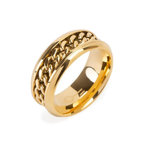 gold golden Stainless Steel ring| Men's ring chain design 