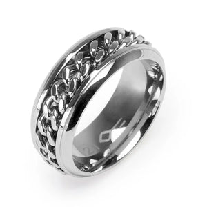 Silver Stainless Steel ring| Men's ring chain design 