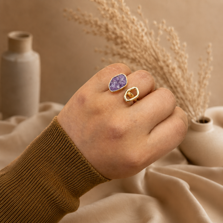 TerraFusion Gems Geometric Natural Amethyst Ring — additional product view 2