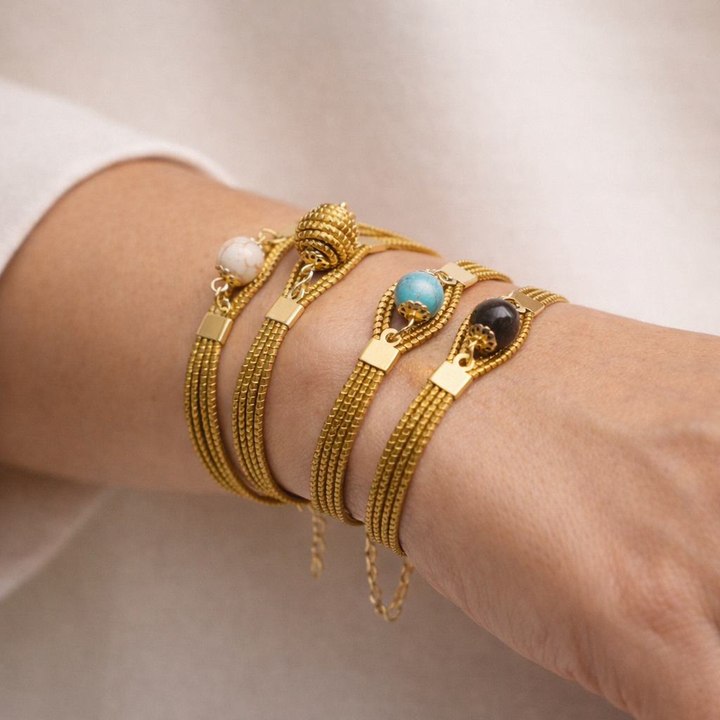 EarthWoven Golden Grass Linked Cuff Bracelet