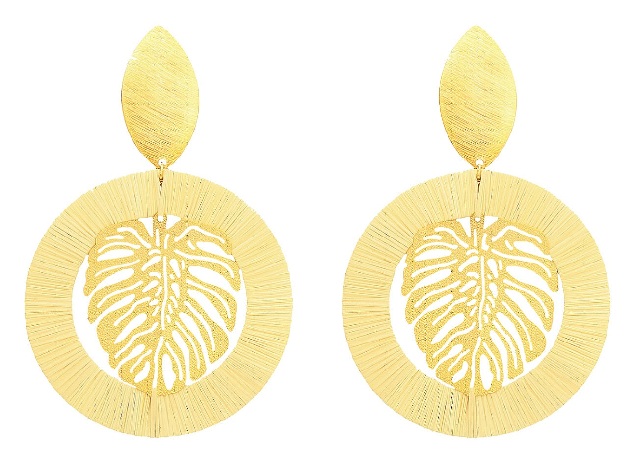 Ethereal Amazonia Maxi Cutout Monstera Leaf - Buriti Earrings