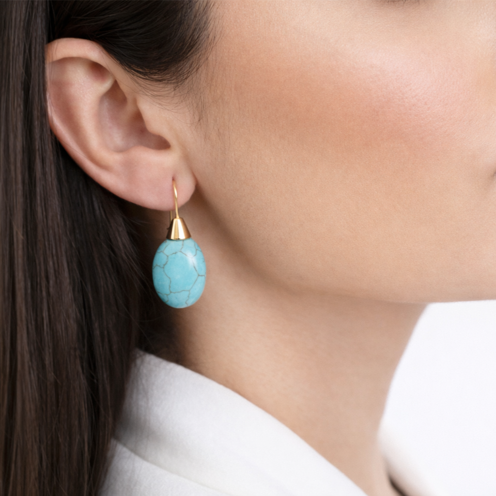 Earthbound Elegance Hook Earrings – Natural Stones & 18k Gold Plated