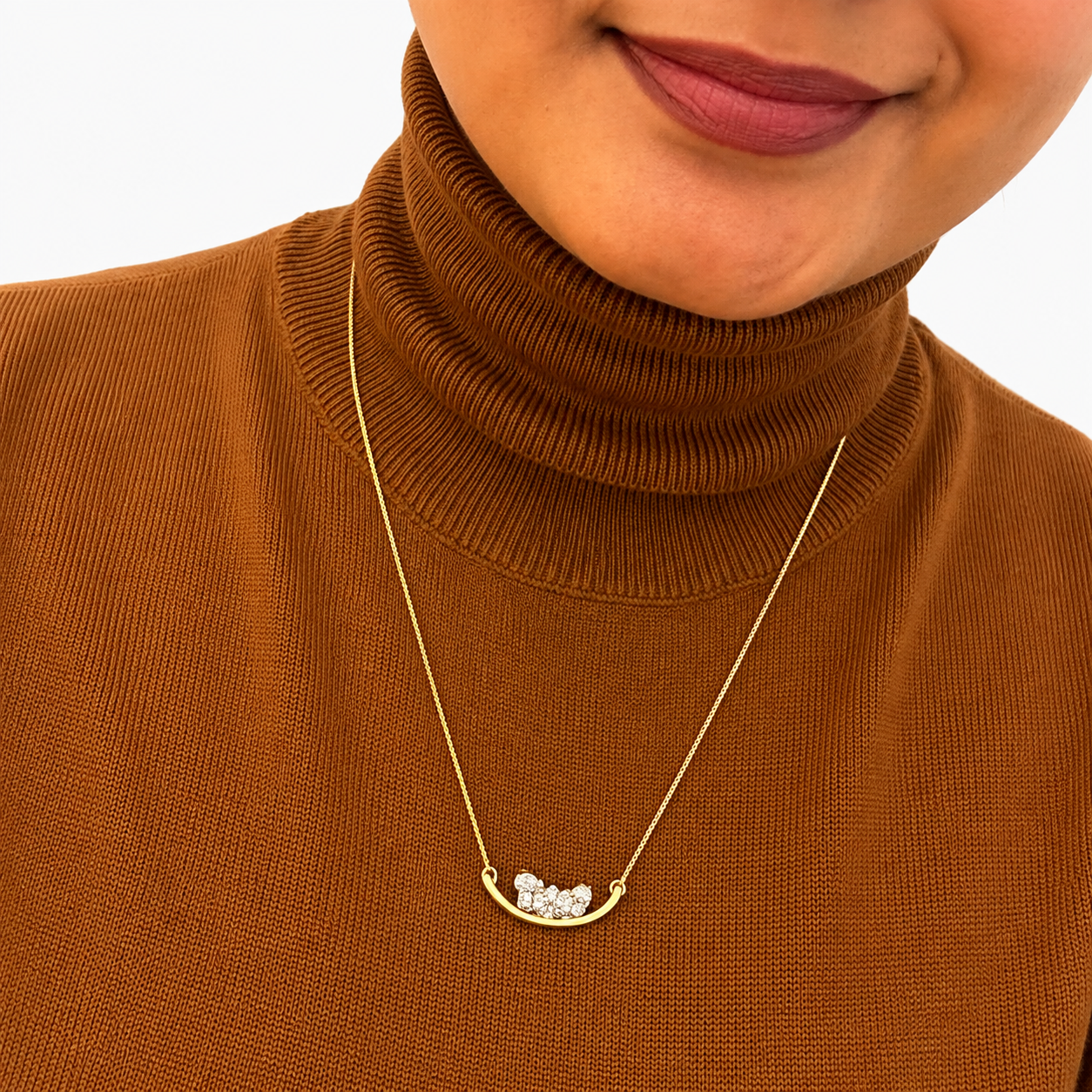 Model wearing delicate Platinum Druzy natural stone necklace