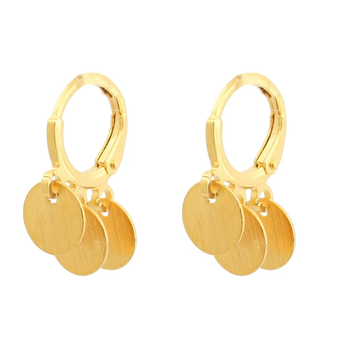 Charm Collection Mini Hoops Leverback Earrings - Golden Circles