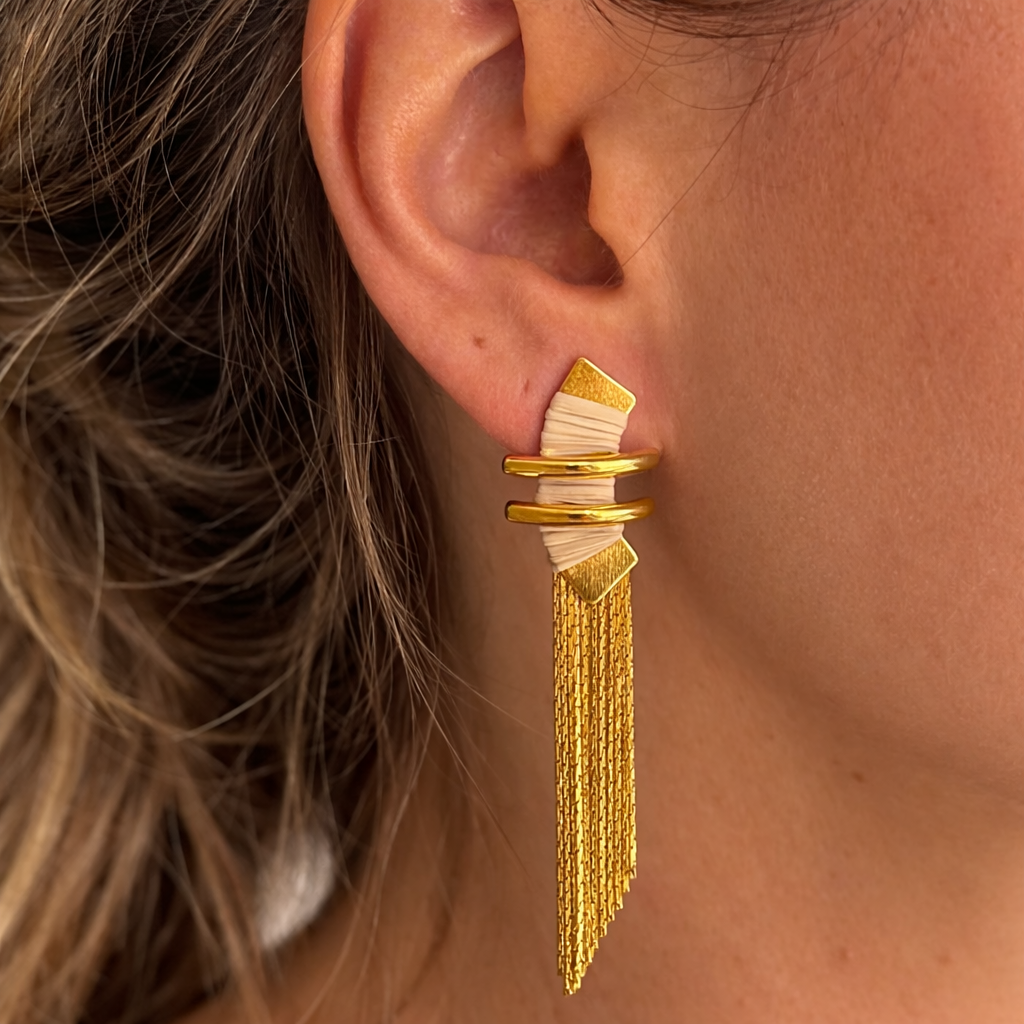Ethereal Amazonia Modern Buriti Long Tassel Earrings