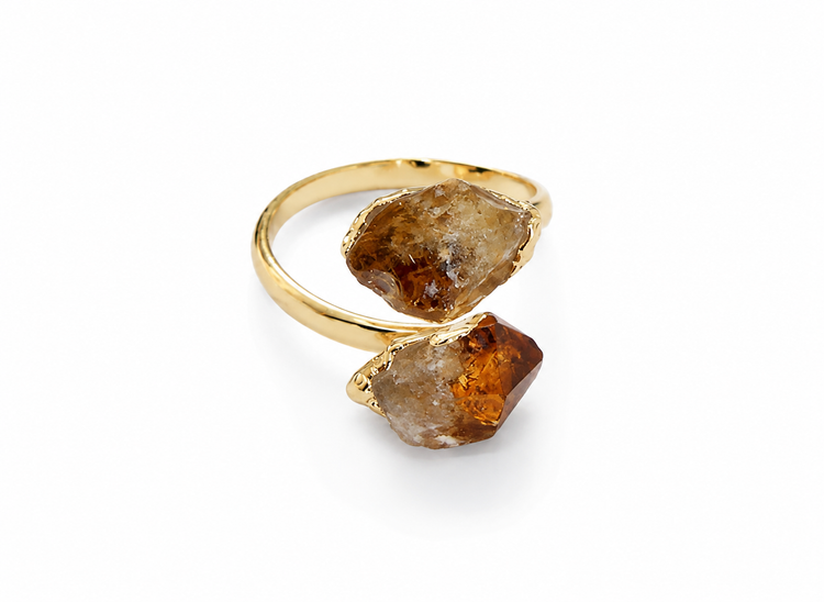 Colours of Brazil Natural Amethyst and Citrine Adjustable Ring