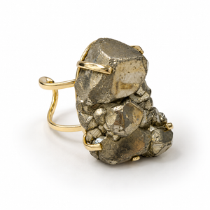 EarthLuxe Treasures Natural Pyrite Ring | Raw Pyrite Stone Ring