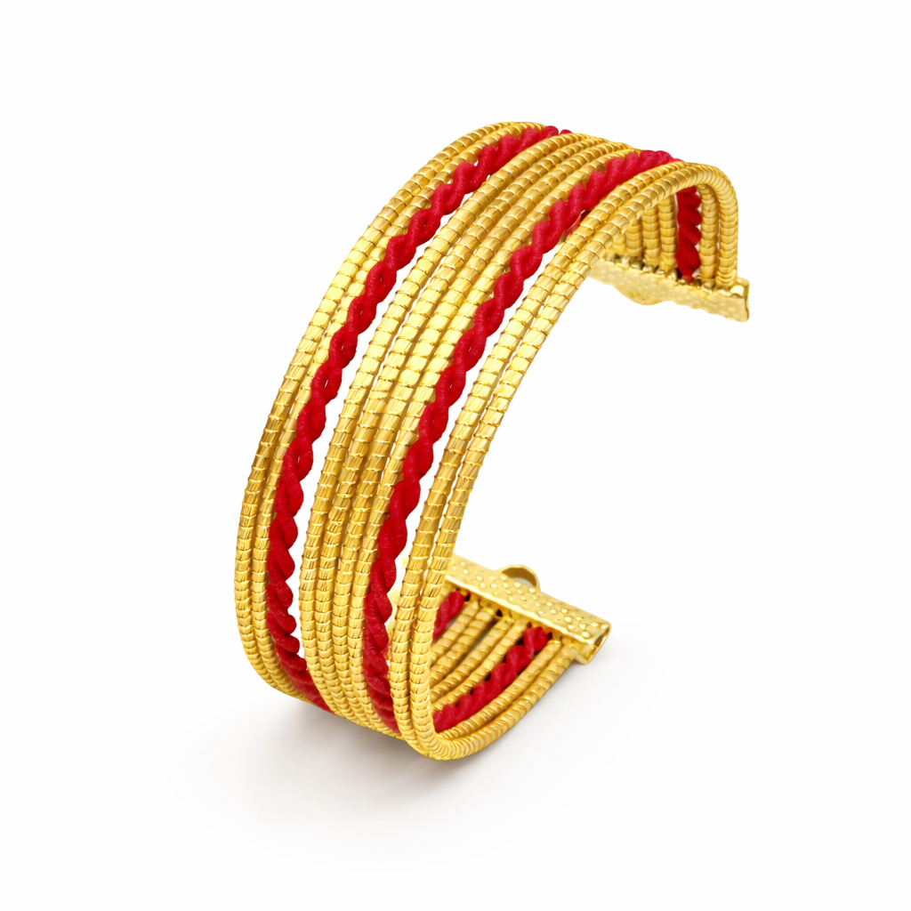 EarthWoven Golden Grass Red Path Cuff Bracelet