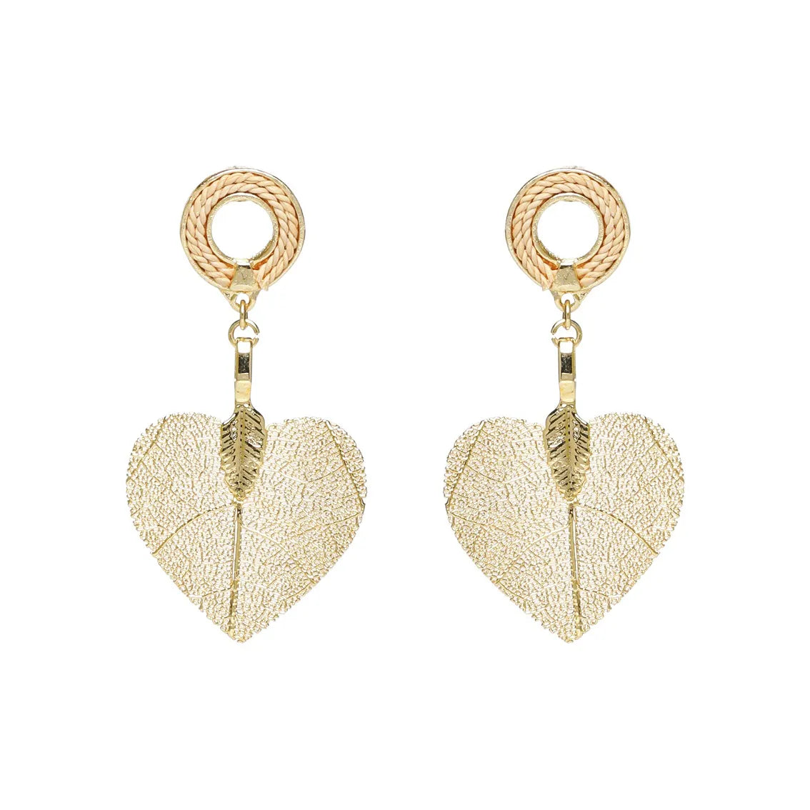 Blooming Beauty 18k Gold Plated Eternal Gold Squeletonized Leaf Earrings - Treasures of Brazil