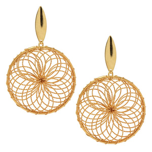 Blooming Beauty 18k Gold Plated Flowering Dreamcatcher Wired Earrings - Treasures of Brazil