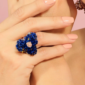 Blooming Beauty Orchid 18k Gold Plated Crochet Adjustable Ring - Treasures of Brazil