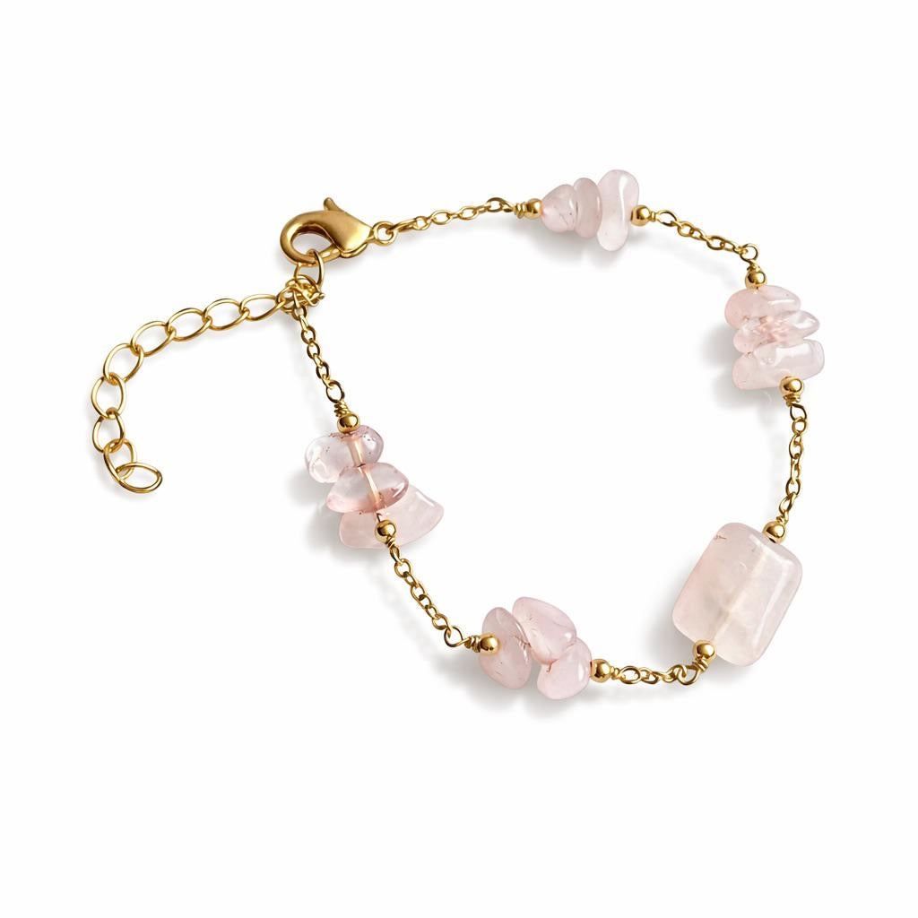 Natural Stone Bracelet | Rose Quartz or White Agate – Treasures of