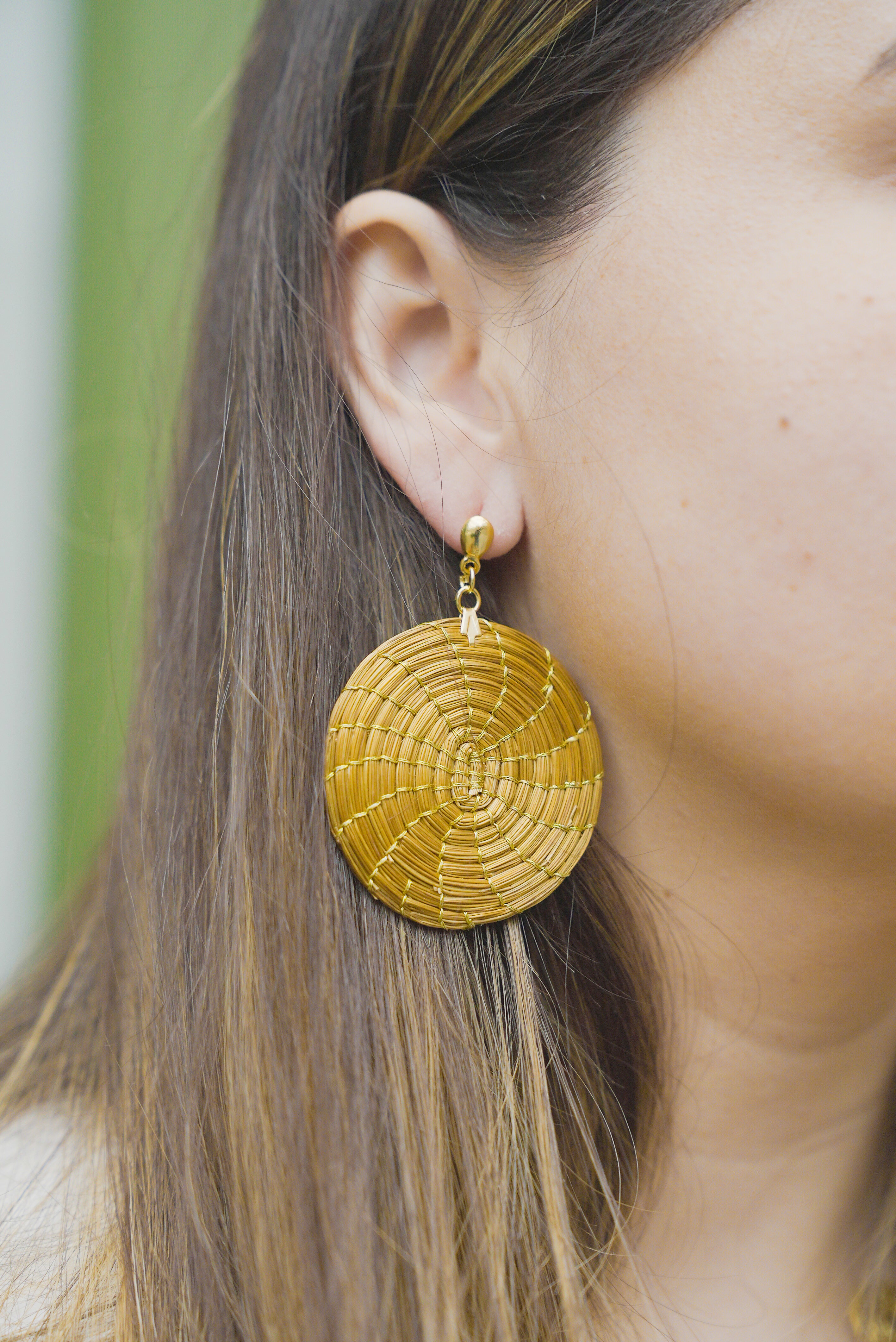 EarthWoven Treasures Summer Maxi Golden Grass Mandala Earrings