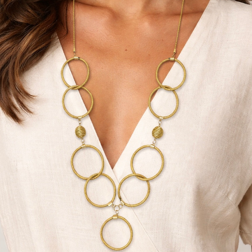 EarthWoven Treasures Golden Grass Circulus Terra Necklace