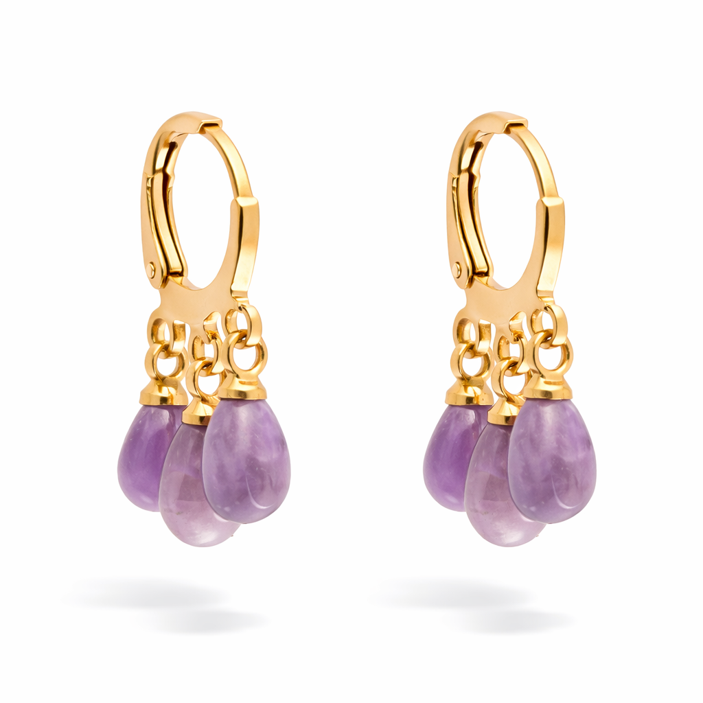 Charm Collection Mini Hoops Leverback Earrings - Natural Stones/Mother of Pearls