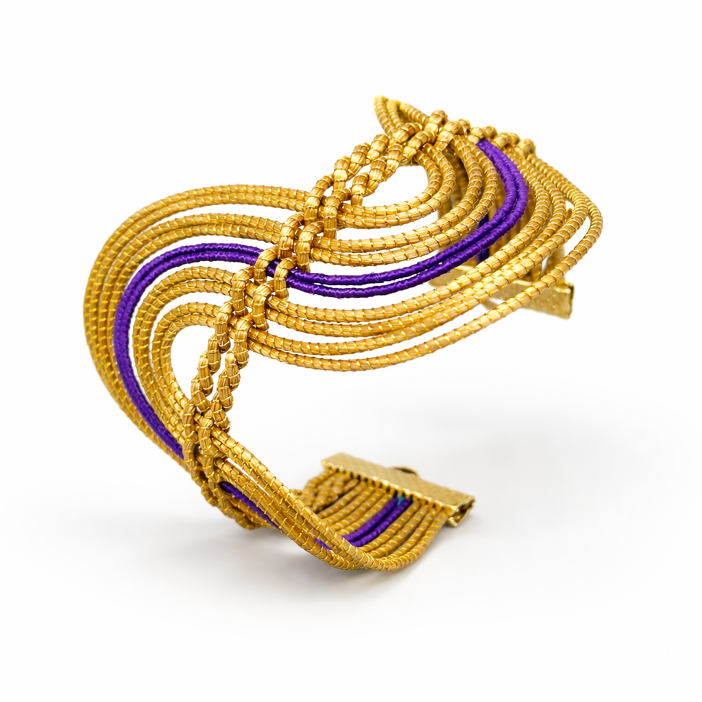 EarthWoven Wave Golden Grass Cuff Bracelet