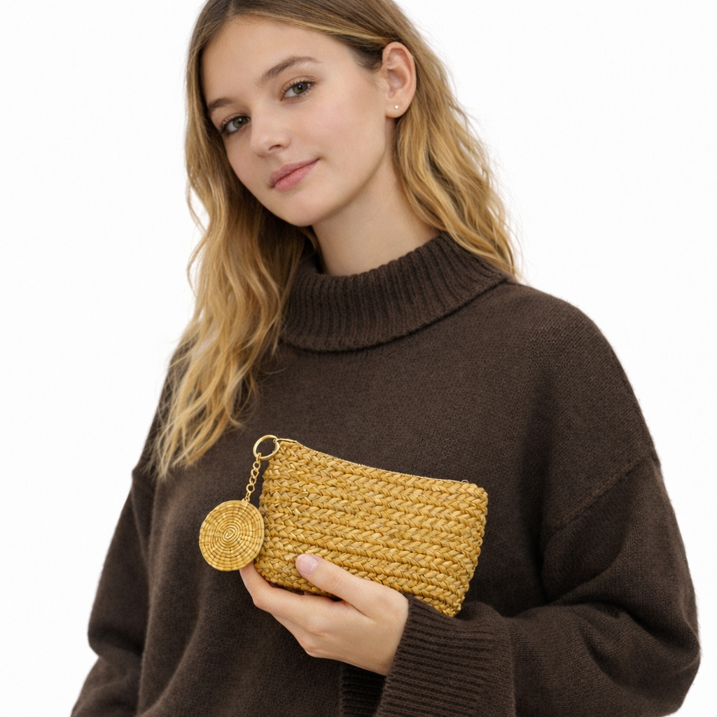 EarthWoven Treasures Golden Grass Clutch Bag
