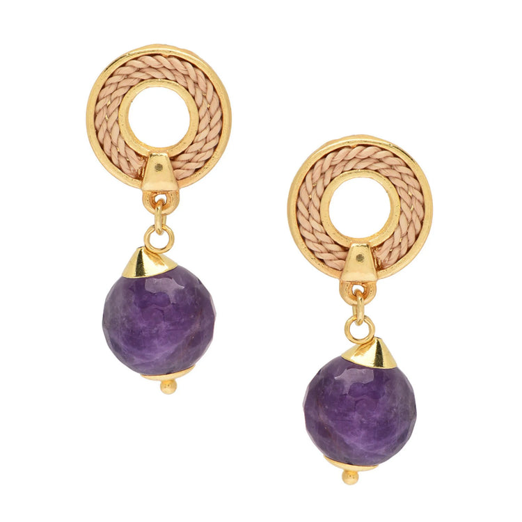 Ethereal Amazonia 18k Gold Plated Boho Style Amethyst Earrings - Treasures of Brazil