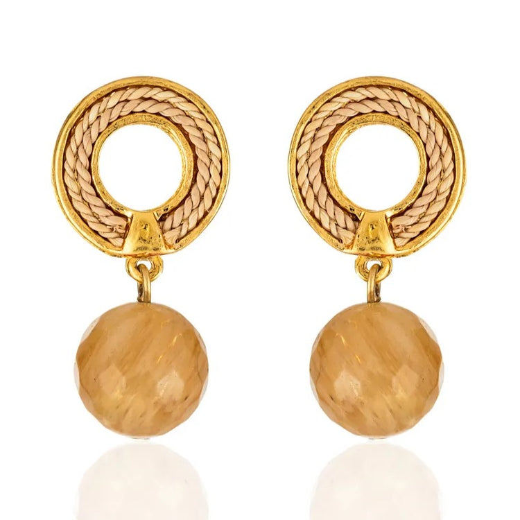 Ethereal Amazonia 18k Gold Plated Boho Style Citrine Earrings - Treasures of Brazil