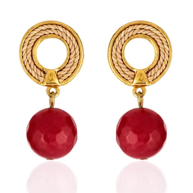 Ethereal Amazonia 18k Gold Plated Boho Style Fire Agate Earrings - Treasures of Brazil